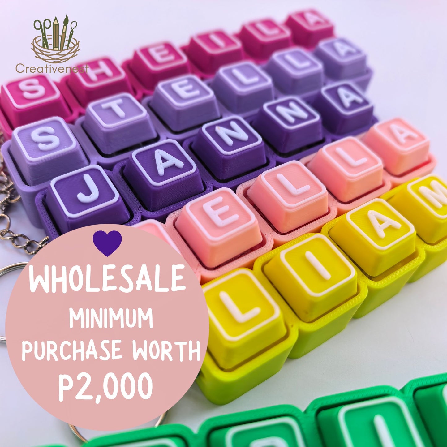WHOLESALE ONLY!! ASSEMBLED - Minimum purchase worth ₱2,000 Clicker Fidget Keyboard | PRE - ORDER UP TO 20 DAYS Custom Name 3d Printed