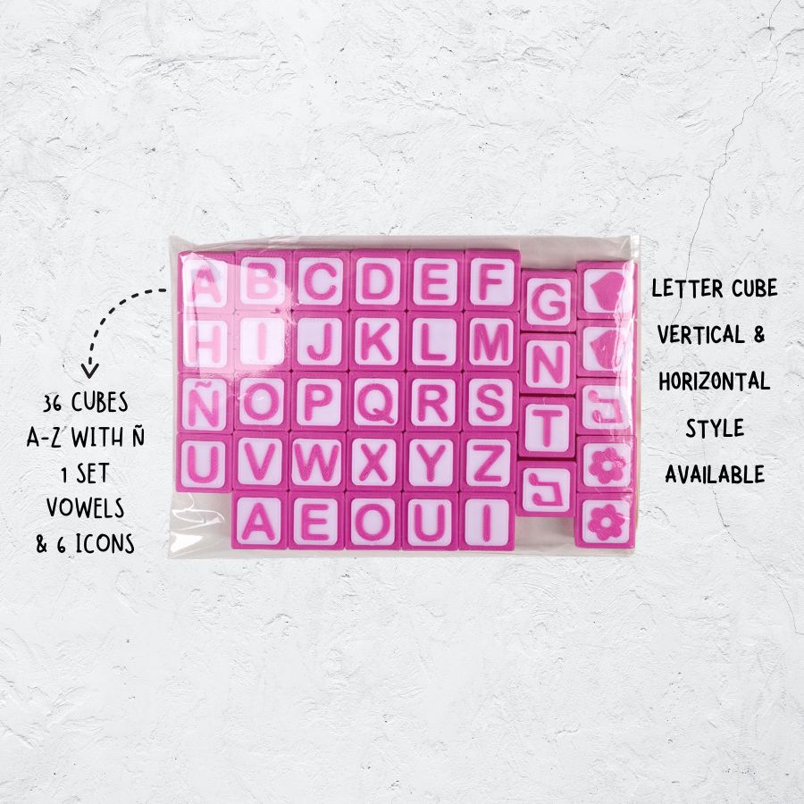 Letter Cubes 36 cubes A-Z with Vowels and icon