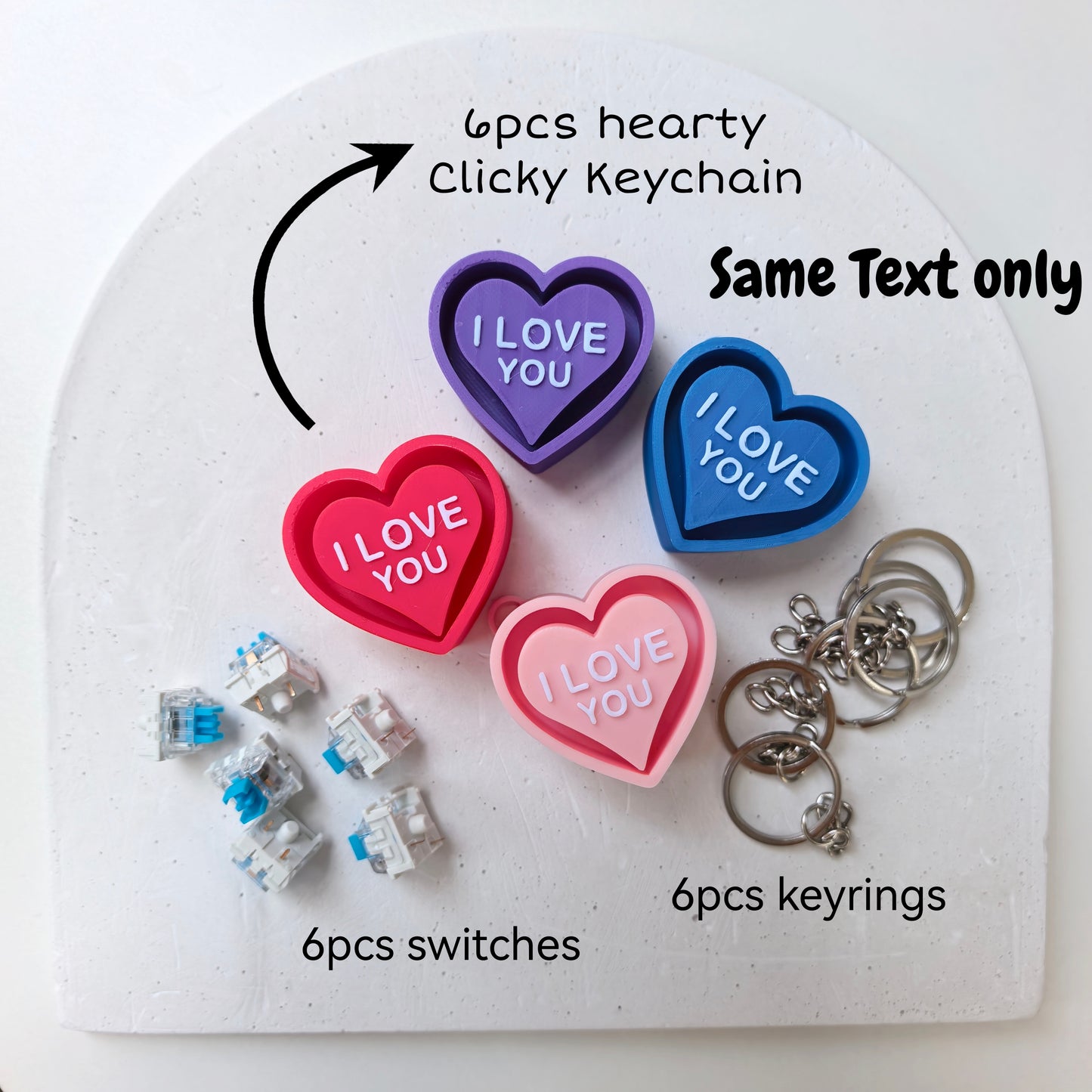 ❗UNASSEMBLED - 6pcs Floating Heart Clicker Keychain ❗PRE-ORDER