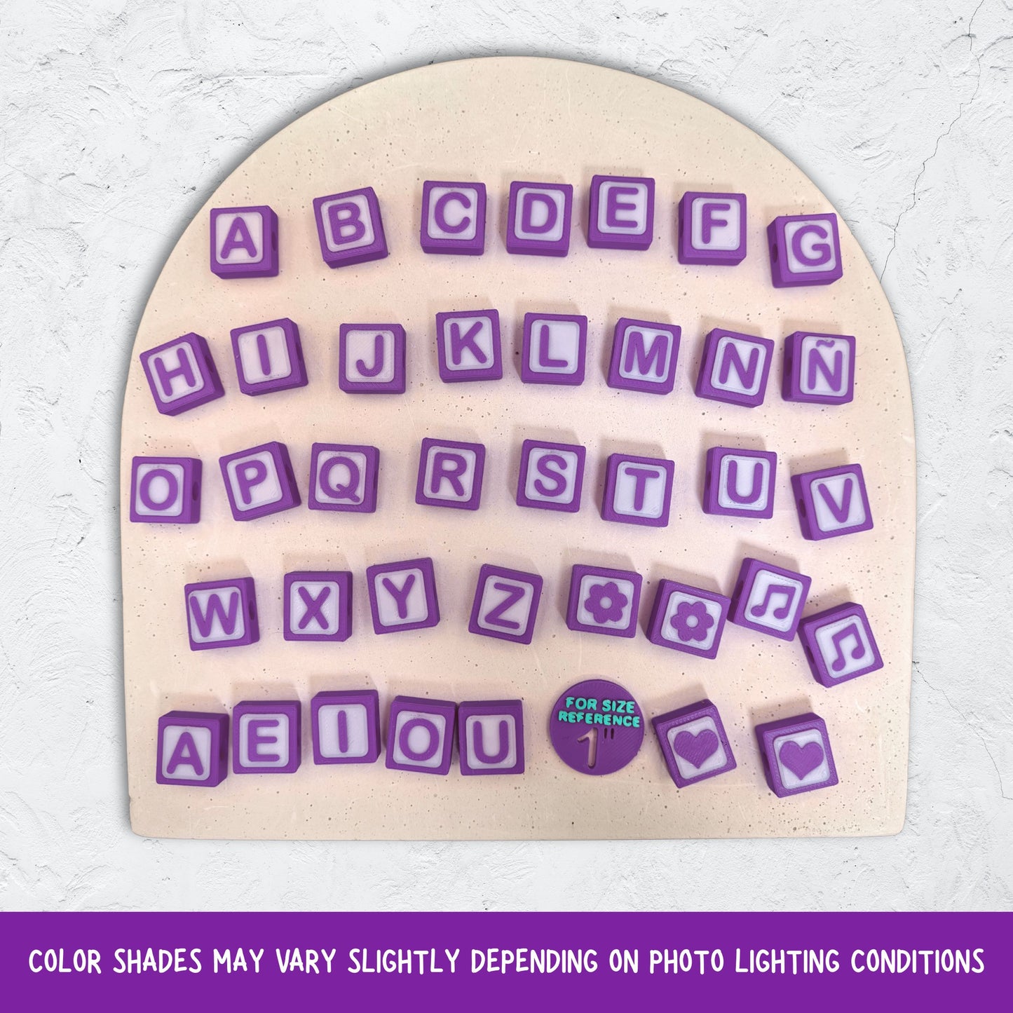 Letter Cubes 36 cubes A-Z with Vowels and icon